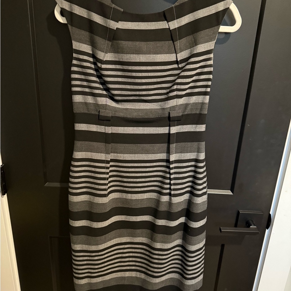 Calvin Klein Black and White Sheath Midi Dress